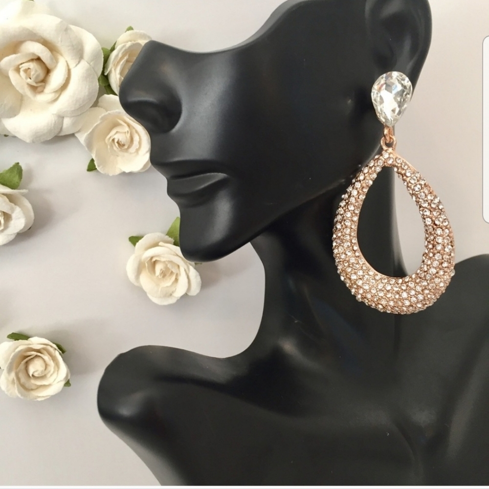 ROSE GOLD PAGEANT PROM WEDDING FORMAL EARRINGS